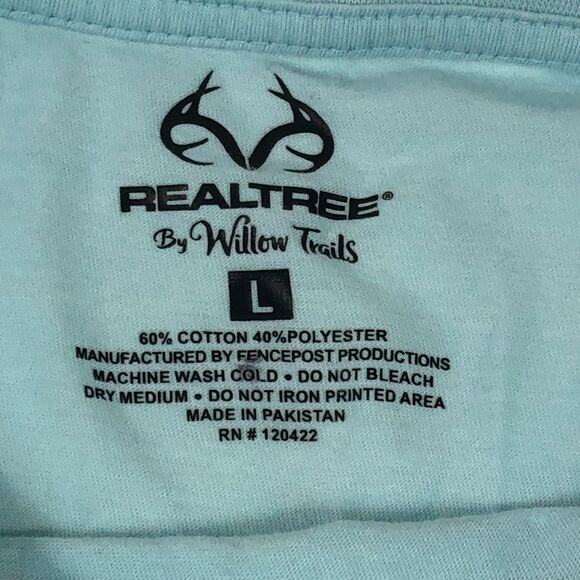Realtree Camo Antler Logo T-Shirt Women's Size L Willow Trails Blue Cotton Poly - Picture 6 of 6